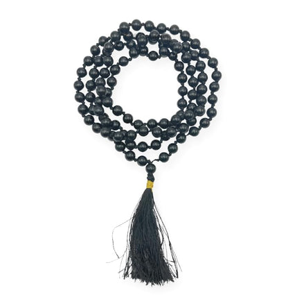 GEMSCITE Japa Mala 108 Prayer Beads Perfect for Meditation Spiritual Mala Necklace & Wrist Mala Bracelet - color: Black Agate, size: Hand Knotted