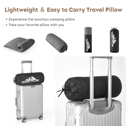 Small Shredded Memory Foam Pillow, Camping Pillow Travel Pillow - Compressible Medium Firm, Breathable Cover, Ideal Backpacking Hiking, Airplane and Car - color: Grey, size: S-16 X 12 Inch