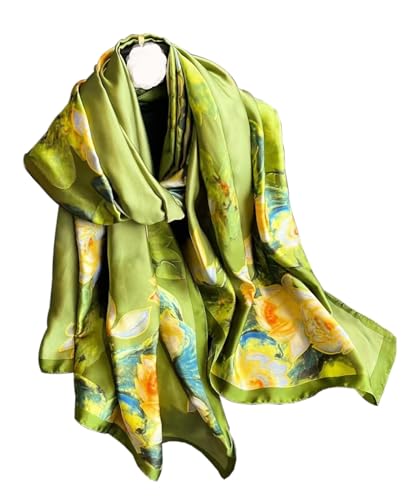 Hioyiwse Shawl Scarf For Women Lightweight Scarves Floral Pattern Formal Evening Dressesformal Shawl Summer Wraps - color: E1-large Green Flower（70.8"x35.4")