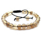 DOLON 6mm Round Stone Bead Braided Bracelet - color: Grey Agate Bracelet