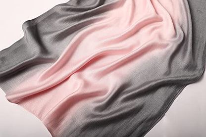 WINCESS.YU Women Gradient Scarf Long Shawls and Wraps Fashion Plain Pashmina Formal Scarf - color: Pink and Grey