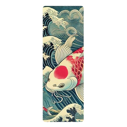 Ukiyo-e Koi Fish Yoga Mat, Zen Meditation Mat, Eco-Friendly Wellness Gift, Vibrant Exercise Mat