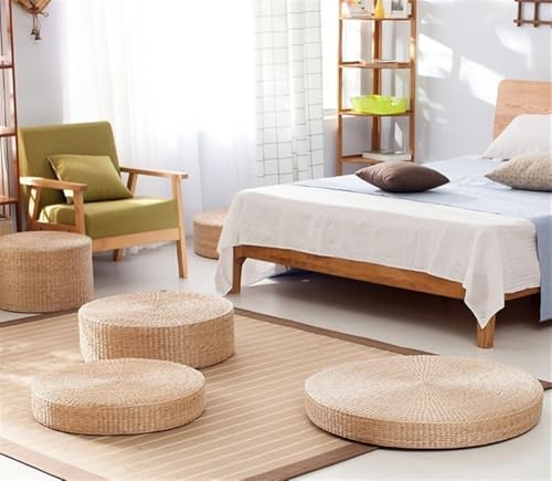 Yoga Mat, Meditation Cushion, Japanese Round Pad, Hand Woven Straw Seat Cushion, Floor Pillow for Tea Ceremony, Meditation and Yoga(3.9 * 23.6in)