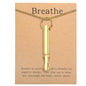Mindfulness Breathing Necklace Stress Relief Pendant Stainless Steel Anxiety Breathe Necklace for Women Men - color: Gold