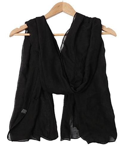 Women's Cotton Scarves Lady Light Soft Fashion Solid Scarf Wrap Shawl - color: Black