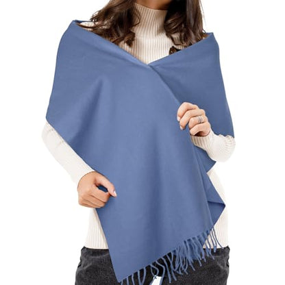 Winter Scarf for Women Pashmina Shawls and Wraps for Evening Dresses Wedding Party Bridesmaid Warm Long Scarves Shawl - color: Blue