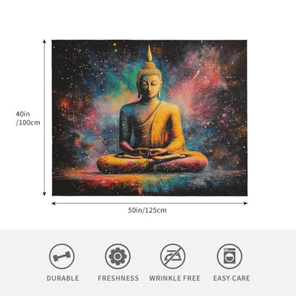 Meditating Monk Portrait Blanket,Double-Sided Fleece With Zen Artwork,Hypoallergenic & Lightweight,Perfect For Yoga Practitioners,Spiritual Gift,Suitable For Beds,Sofas And Offices 40x50 Inch