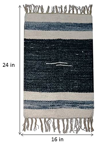 Purpledip Woollen Place Mats Rug: Meditation Prayer Floor Mats (Set of 2)