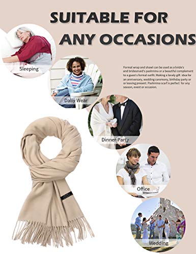 Pashmina Shawl Women Winter Scarf Warm Wedding Wraps Ladies Scarves for Evening Dresses - color: Beige