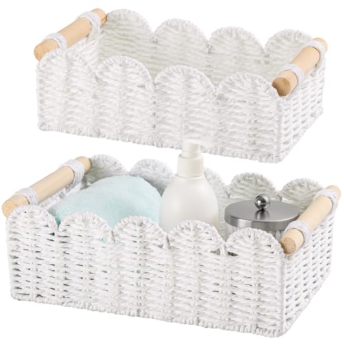 Storage Basket Wicker Baskets for Organizing Toilet Paper Storage Basket for Toilet Tank Top,White - color: White