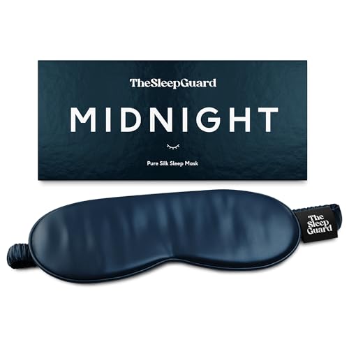 Pure Silk Sleep Mask [100% 6A Mulberry Silk, 22 Momme] Light Blocking Travel Essentials. Eye Masks for Sleeping. Black Oeko-Tex Blindfold. Eye Covers for Men & Women - color: Midnight Navy