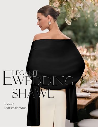 PULI Women's Pashmina Shawl Wraps for Evening Dress Large Scarf Blanket Long Wedding Bridal Winter Warm Shoulder Wrap - color: Gift Box Black