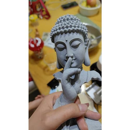 AETVRNI Shh, Please Keep Quiet-Sakyamuni Buddha Statue, Sandstone Zen Statues Meditation Decor, Buddha Figurines for Relaxation Peaceful Home Accents Spiritual Decor,S - size: Small