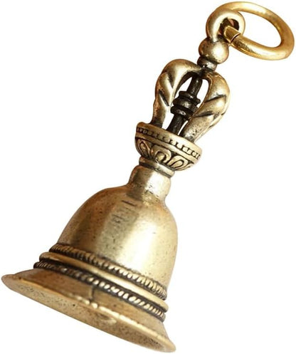 FOMIYES Brass Lucky Beads Hand Bell - 2Pcs Buddhist Meditation Prayer Bells for Self Healing - Retro Keychain Pendants for Decoration