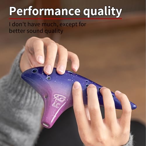 “Ocean Notes” 12 Hole Sweet Potato Ocarina Graceful Shape Pottery Ocarina in Alto C (Starry Purple) - style: Starry Purple