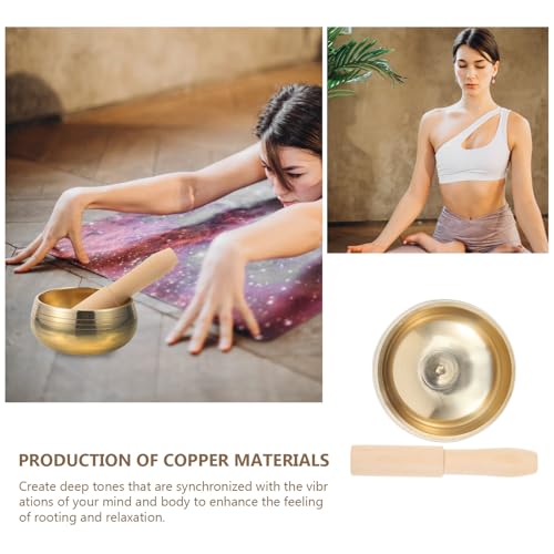 FRCOLOR Handmade Tibetan Singing Bowl with Mallet for Meditation and Yoga Relaxation Sound Bowl for Mindfulness Stress Relief Meaningful Present for Men and Women