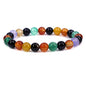 Keleny Gem Semi Precious Gemstones 8mm Natural Stone Round Beads Crystal Stretch Bracelets 7 Inch Unisex - color: 8mm Dyed Multicolor Agate