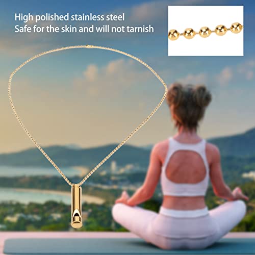ANGGREK Whistle Necklace, Necklace Anxiety Relief Necklace Meditation Necklace Stainless Steel Whistle Necklace for Men Women - color: Gold