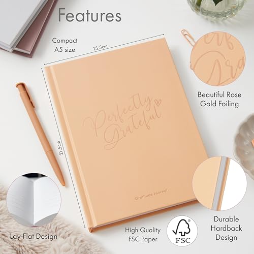 Gratitude Journal - For Gratitude and Daily Reflections - Selfcare Journal for Women and Teenagers - Reduce Stress and Overwhelm. Peach Blush by Perfect Planner Company - color: Peach Blush