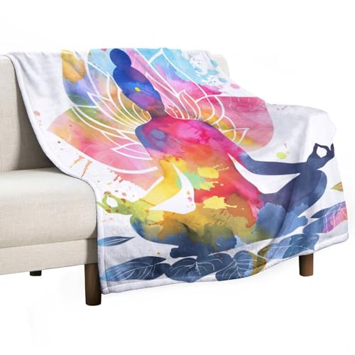 Mandala Meditation Yoga Throw Blanket, Soft Cozy Warm Colorful Bohemian Floral Leaf Flannel Blankets for Sofa Couch Bed, 50x60 Inch - color: Mandala Meditation Yoga, size: 50"x60"