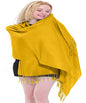 CJ Apparel Solid Color Tassels Design Nepalese Shawl Scarf Wrap Stole Throw Head Wrap Pashmina Gift Hand Made in Nepal New - color: Amber Yellow