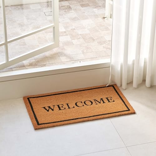 Coco Coir Door Mat with Heavy Duty Backing, Welcome Doormat (17" x 30"), Doormat Entrance (Welcome2-1Pack) - color: Welcome2 - 1pack