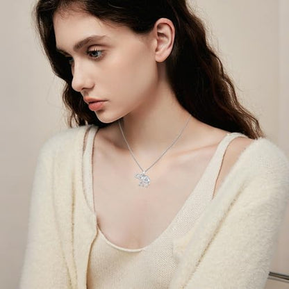 Evil Eye Necklace for Women 925 Sterling Silver, Protection Necklace with Blue Evil Eye Charm, Evil Eye/Lotus Pendant Jewelry, Birthday Christmas Gifts for Her - style: Elephant with Evil Eye Necklacse