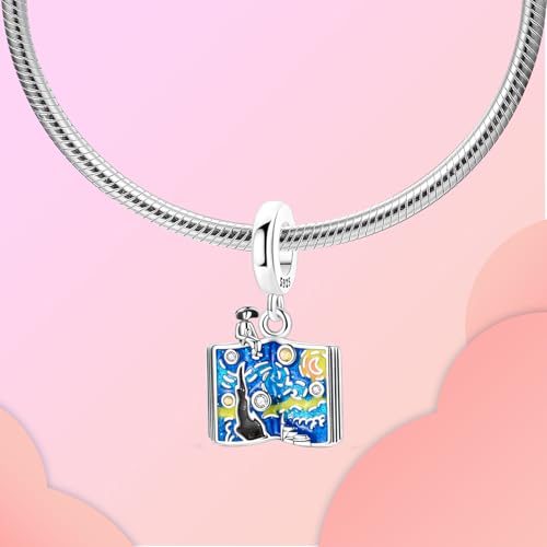 Prayer Cross Elephant Airplane Suitcase Charm 925 Sterling Silver Charms fits for Bracelets Necklace Pendant Bead Charms Jewelry Gift for Women Family - color: Book Charm