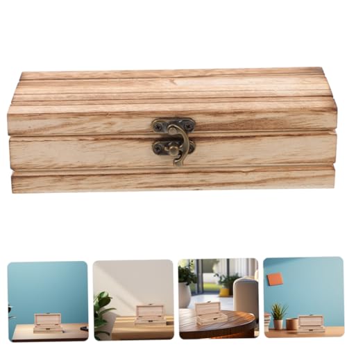 Mobestech 2pcs Unfinished Wooden Keepsake Box Hinged Lid Rectangular Storage Organizer for Crafts Jewelry and Home Decor Versatile and Elegant Design for Projects