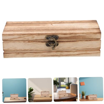 Mobestech 2pcs Unfinished Wooden Keepsake Box Hinged Lid Rectangular Storage Organizer for Crafts Jewelry and Home Decor Versatile and Elegant Design for Projects