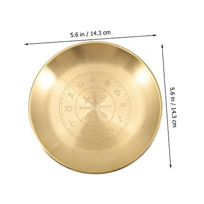 DOITOOL 2pcs Pentacle Candleholder Tray Metal Altar Plate for Ceremony Decor Decorative Pillar Candle Stand Unique Patterns for Rituals Home and Special Events