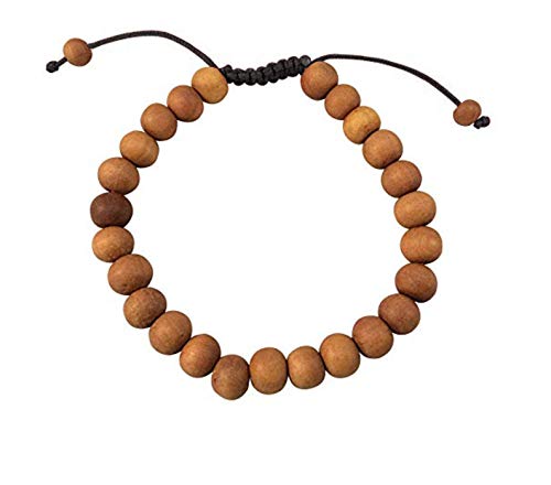 Sandalwood Bracelet for Women Men Buddhist Prayer Strand Chandan Bracelet Handmade Stretchable Elastic Sandalwood Beaded Wristbands for Yoga Meditation - style: 8mm Beads - Adjustable