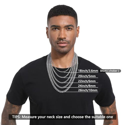 Chain for Men Stainless Steel Cuban Link Chain Necklace Silver Toned Mens Necklaces 18, 20, 22, 24, 26 Inch - size: 18 Inches, style: 6mm width-stainless steel