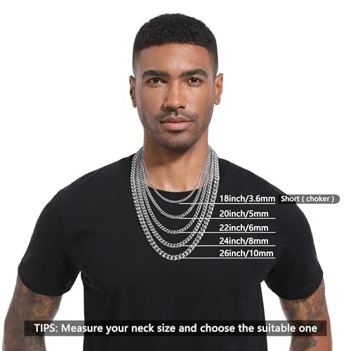 Chain for Men Stainless Steel Cuban Link Chain Necklace Silver Toned Mens Necklaces 18, 20, 22, 24, 26 Inch - size: 18 Inches, style: 8mm width-stainless steel