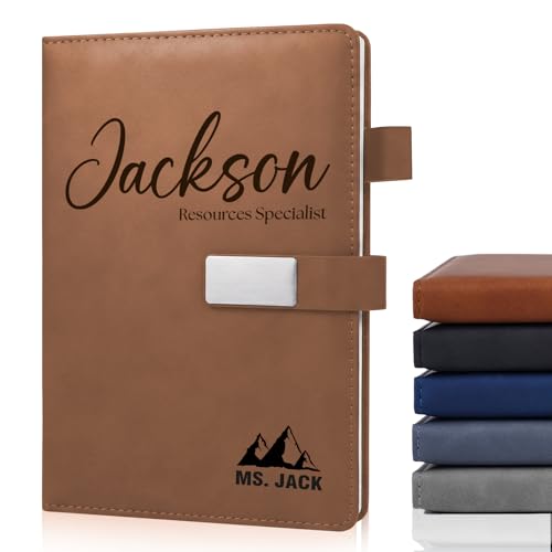 Custom Notebooks PU Leather Journal Engraved Name or Initials – Personalized Gift for Business, College, Travel, Work – Journaling Notebooks for Writing – Journal for Women, Men, Teens (Engraved) - color: Engraved