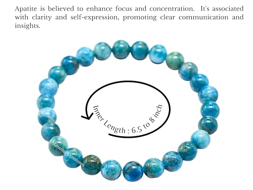 Amazing Gemstone Crystal Bracelet for Women Men's Gifts - Protection Healing Crystal Bracelet - 8mm Gemstone Beaded Stretchable Bracelet Pulseras Para Hombres Mujer Stocking Stuffers Mothers Day Gift (Apatite) - color: Apatite