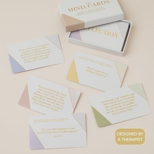 Mind Cards | 45 Cards for Daily Rituals, Gratitude & Journaling for Men and Women | Simple Steps to Positive Habits, Self Care for Busy Lives & Careers - color: Classic Mind Cards