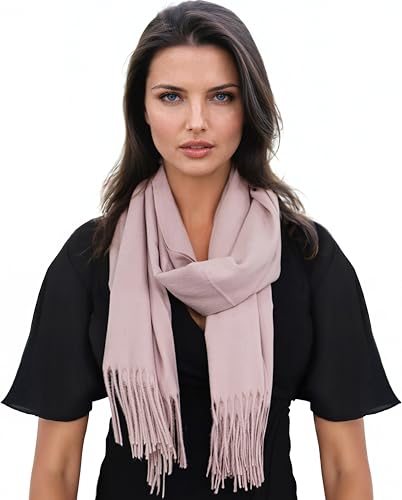 Ocomfly 100% Pashmina Scarf for Women - Premium Womens Scarves - Gift Boxed - Shawls or Wraps - Ultra Soft and Warm - color: Dusty Rose