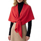 RIIQIICHY Shawl Wrap Women Pashmina Triangle Cape Knit Sweater Scarf for Fall Winter Fashion Accessory - color: Red
