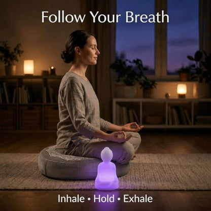 Meditation Cushion Set with Buckwheat Zafu, Breathing Light, Singing Bowl, Eye Pillow & Affirmation Cards – Meditation Kit for Beginners, Mindfulness Gift Set for Stress Relief & Yoga