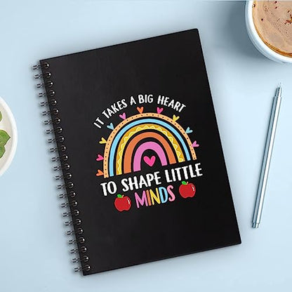 It Takes A Big Heart Hardcover 160 Pages Spiral Notebooks 6x8 Inches for Writing and Drawing, Funny Rainbow Black Journal Or Diary Gift For Teacher, Childminder and Teaching Assistant