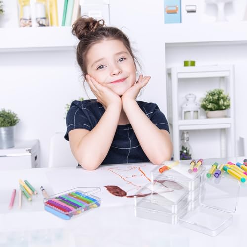 16 Pcs Plastic Crayon Box, Mini Plastic Storage Containers with Lid, 4.5x3.4 Inches Clear Rectangle Box Small Storage Boxes for Crafts, Jewelry Beads, Office Supplies (Clear) - color: Clear
