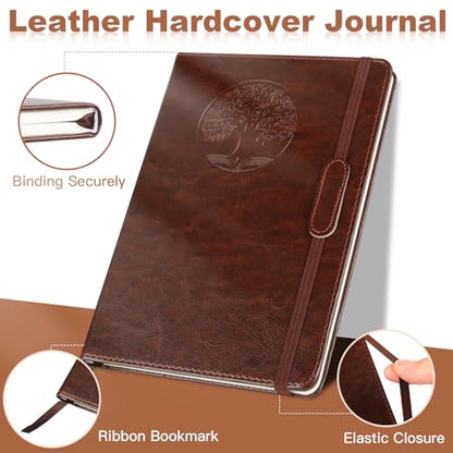 Journal for Women Men, Lined Journaling Notebooks A5 5.7X 8.3 in, Hardcover Leather Journal Diary 160 Pages, Journals for Writing, Travel, Business, Home & School (Brown) - color: Brown