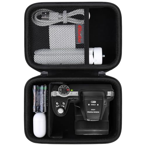 Elonbo Carrying Case for KODAK PIXPRO AZ528/ AZ255/ AZ405/ AZ425/ AZ401 Digital Camera, Kodak PIXPRO Astro Zoom Vlogging Camera Hard Travel Storage Bag, Mesh Pocket fits Battery Cable, Black - color: Black