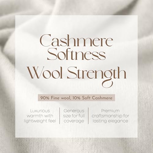 Velanio Cashmere Luxury Knitted Wrap Travel Shawl Scarf, Pashmina Stole, All-Season Scarf for Women Cashmere Wool Blend - color: Spray -White