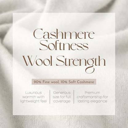 Velanio Cashmere Luxury Knitted Wrap Travel Shawl Scarf, Pashmina Stole, All-Season Scarf for Women Cashmere Wool Blend - color: Spray -White