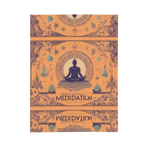 Yoga Meditation Printing Thick Flannel Blanket 80x60in Double-Sided Vertical Soft Sofa Rug