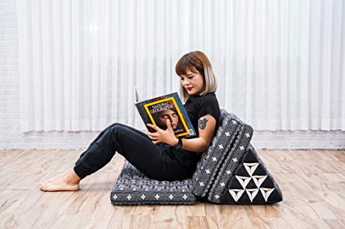 Leewadee 3-Fold Mat XXL with Triangle Cushion – Firm TV Pillow, Foldable Mattress with Cushion Made of Eco-Friendly Kapok, 67 x 31 inches, Black - color: Cbt4 - Black, size: 3 seating segments XL