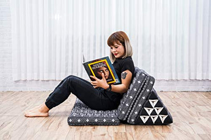 Leewadee 3-Fold Mat XXL with Triangle Cushion – Firm TV Pillow, Foldable Mattress with Cushion Made of Eco-Friendly Kapok, 67 x 31 inches, Black - color: Cbt4 - Black, size: 3 seating segments XL