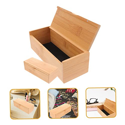 Cabilock 2pcs Bamboo Storage Box with Lid Organizer for Jewelry Trinkets and Keepsakes Lightweight and Bamboo Wood Design